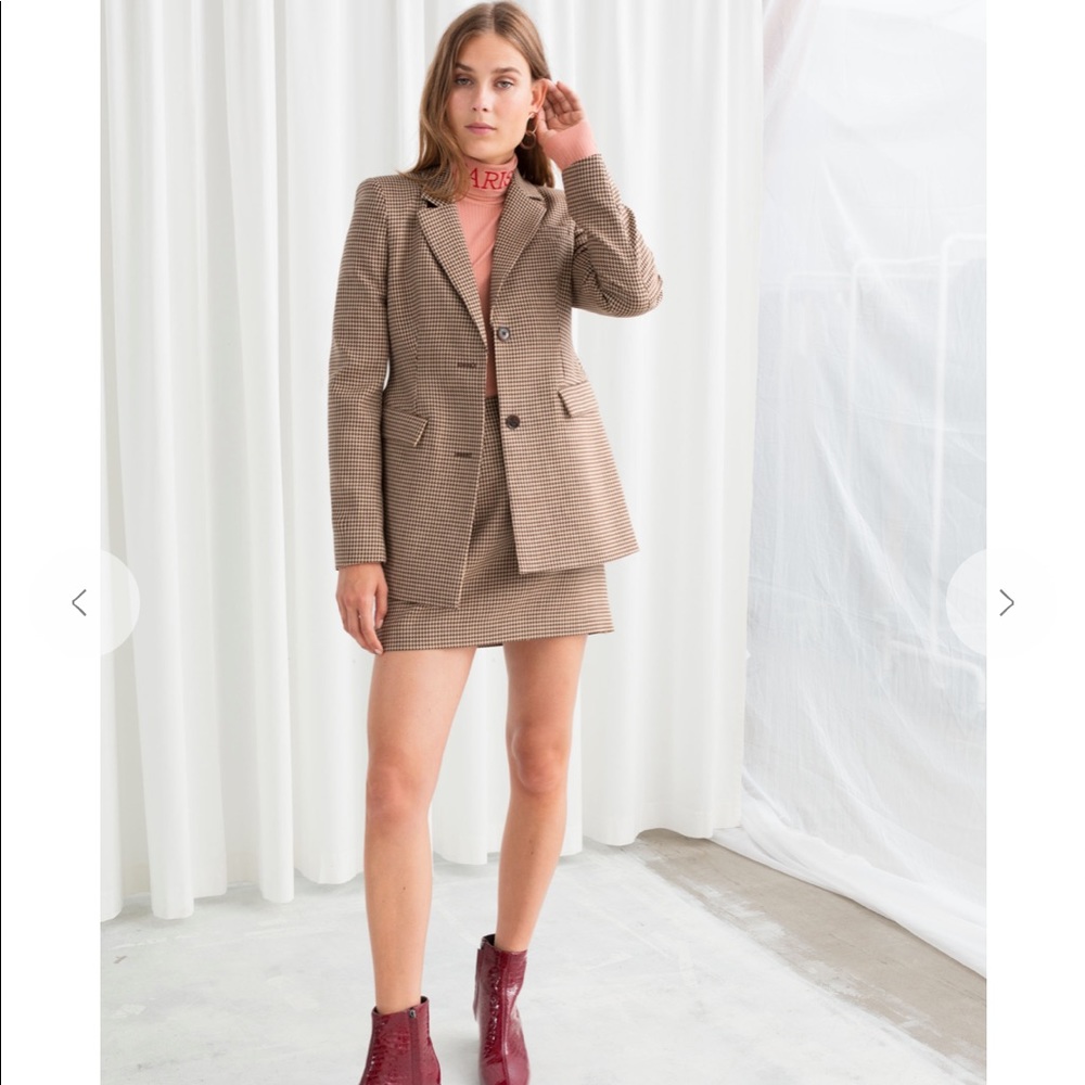 & Other Stories Hourglass Houndstooth Blazer